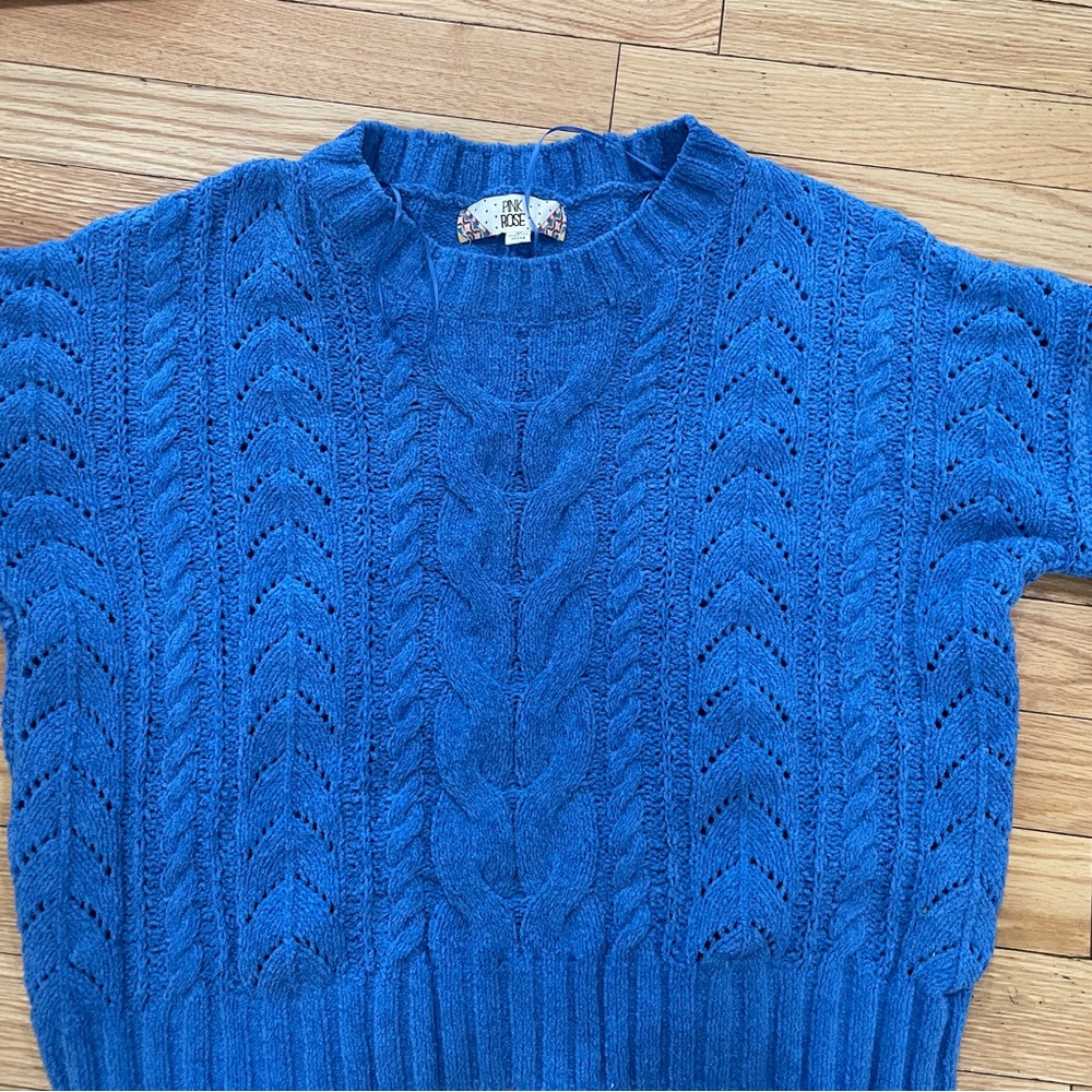 Pink Rose Kids Blue Knit Sweater